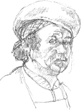 My copy of a Rembrandt self portrait detail