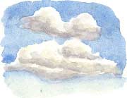 two cumulus clouds